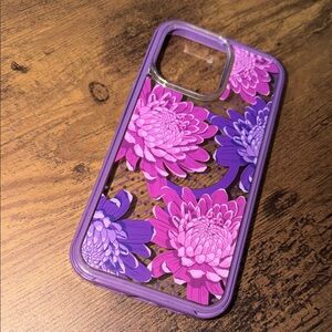 iPhone 15 pro max Otterbox - Floral Purple and Pink Phone Case